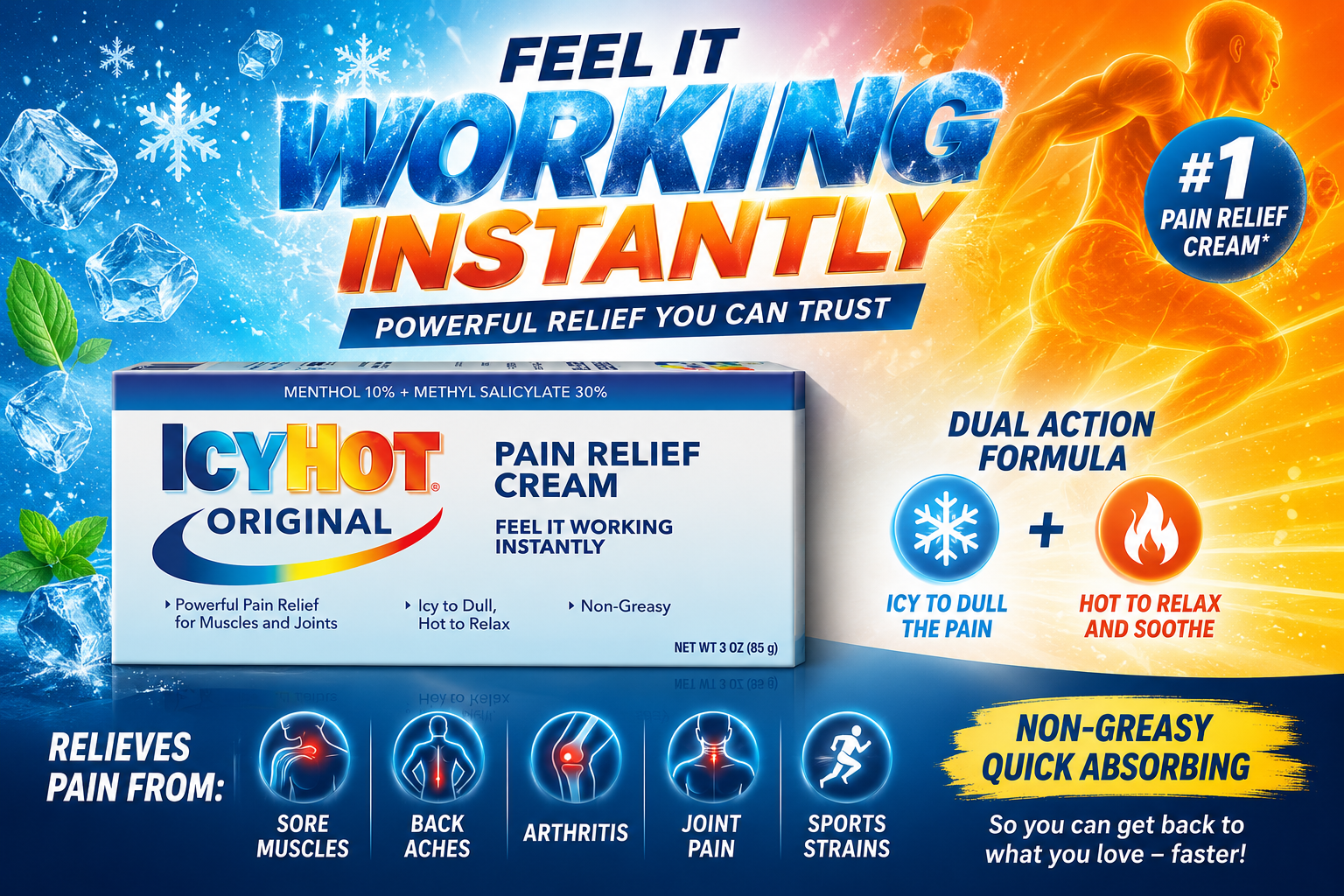 Med Icy Hot Original Cream 3OZ 1CT (C12) product image