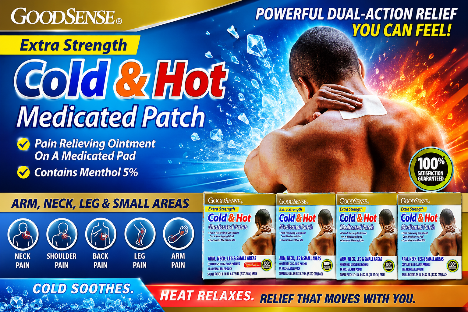 Goodsense Cold & Hot Medicated Patch 5CT Small 8Cm X12Cm product image
