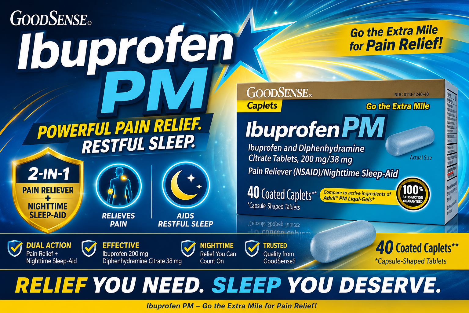 Goodsense Ibuprofen PM 200Mg 40 Caplets 1Ct (C72) product image