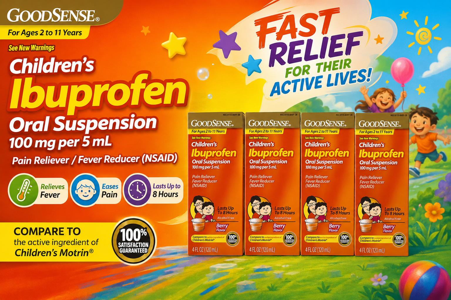 Goodsense Children Ibuprofen Oral Suspension 100Mg 4Oz 1Ct Berry (C12) product image