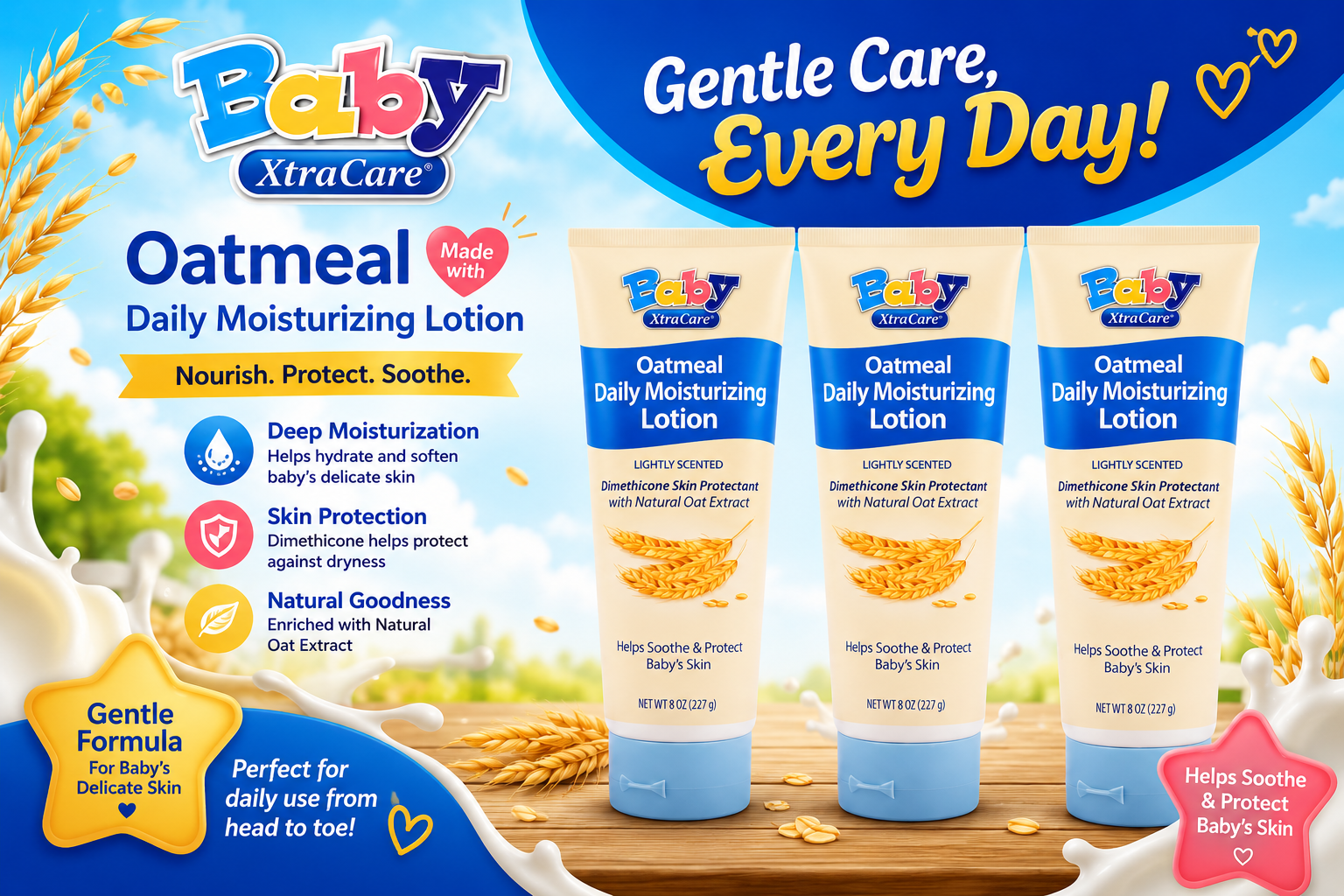 Xtracare Baby Lotion Tube Oatmeal 8OZ 1CT (C24) product image