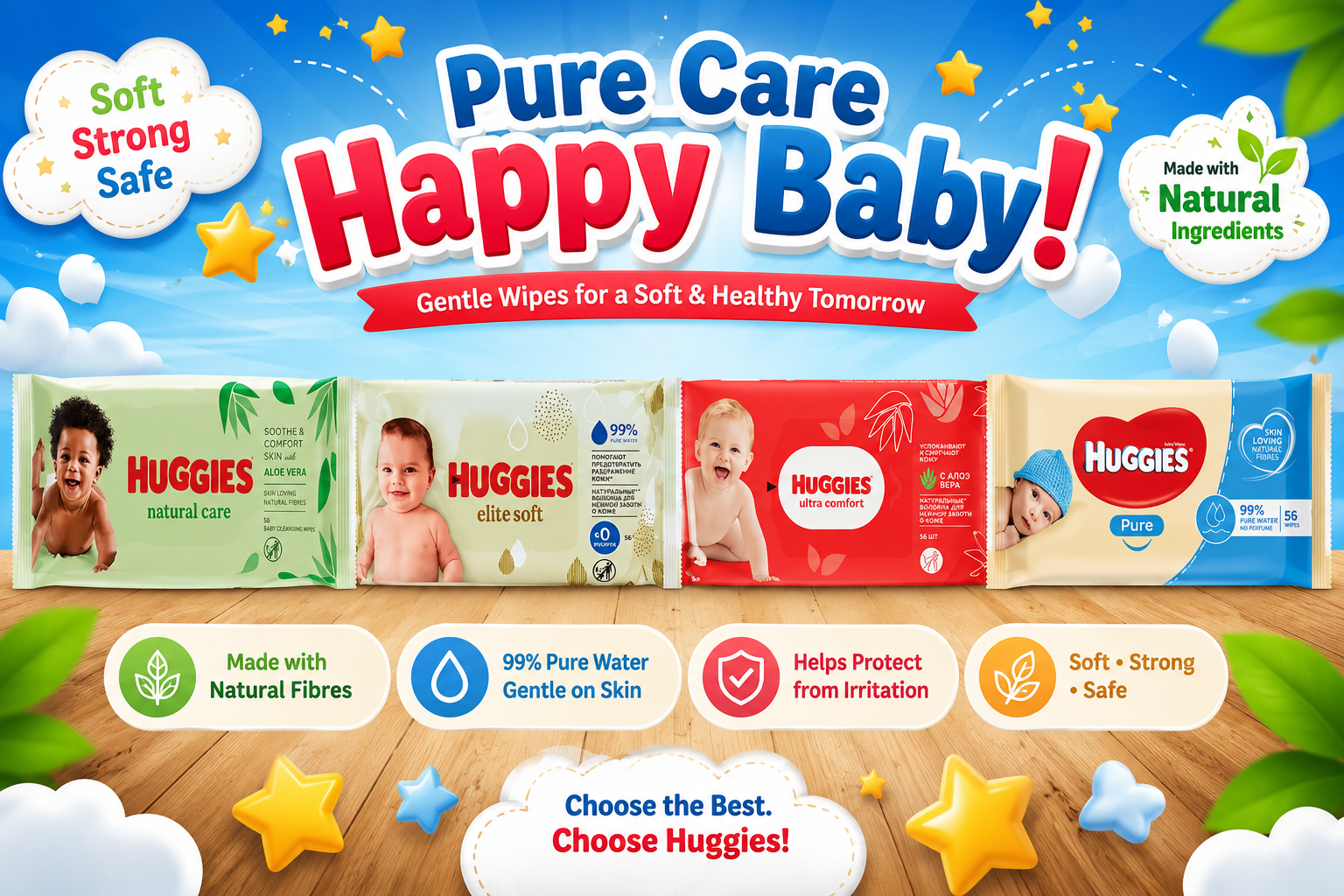 Baby Wipes Huggies 56Wipes 1CT (C10) product image