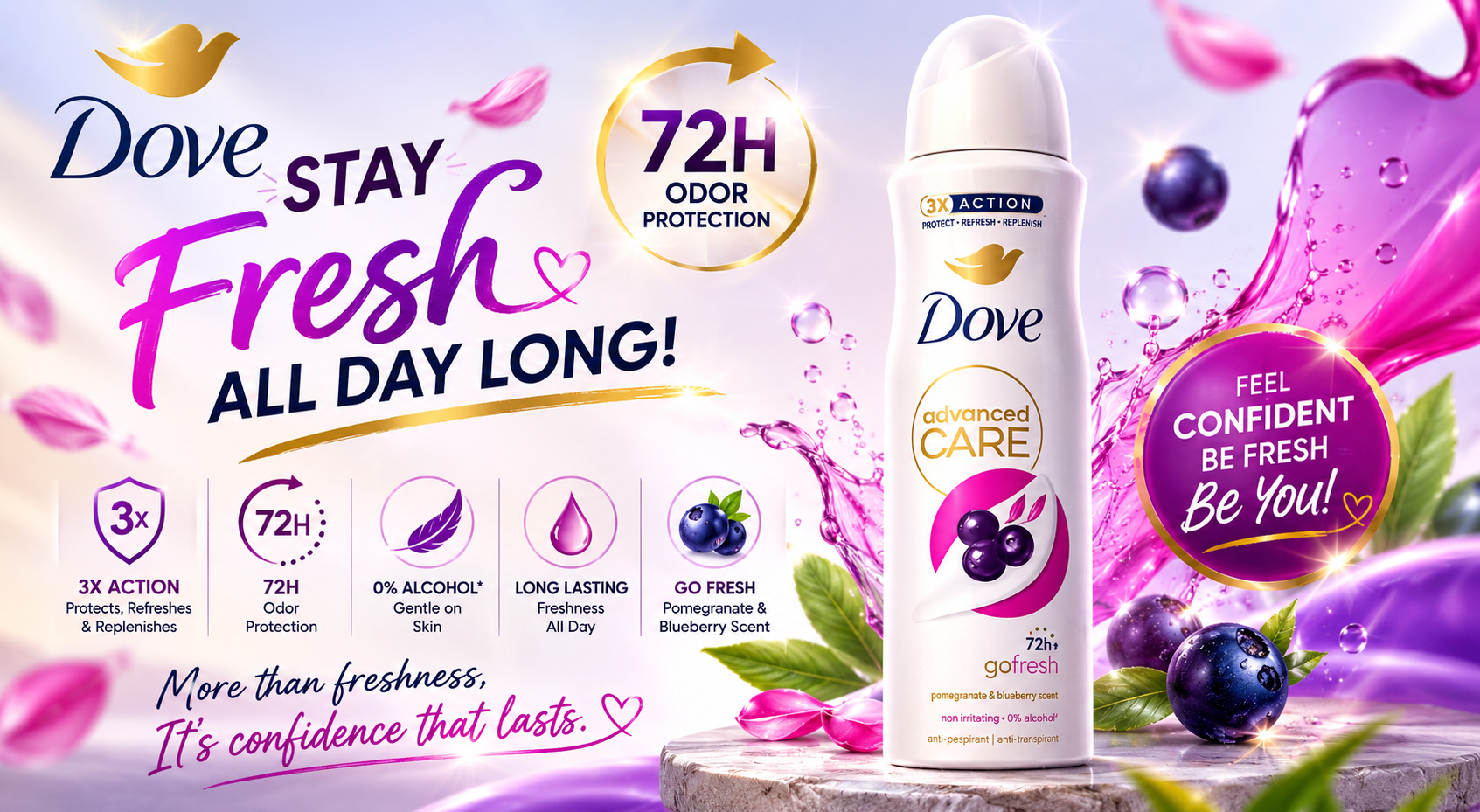 Deo Dove Spray 7.43OZ 1CT Acai Berry And Waterlily Scent (C6) product image