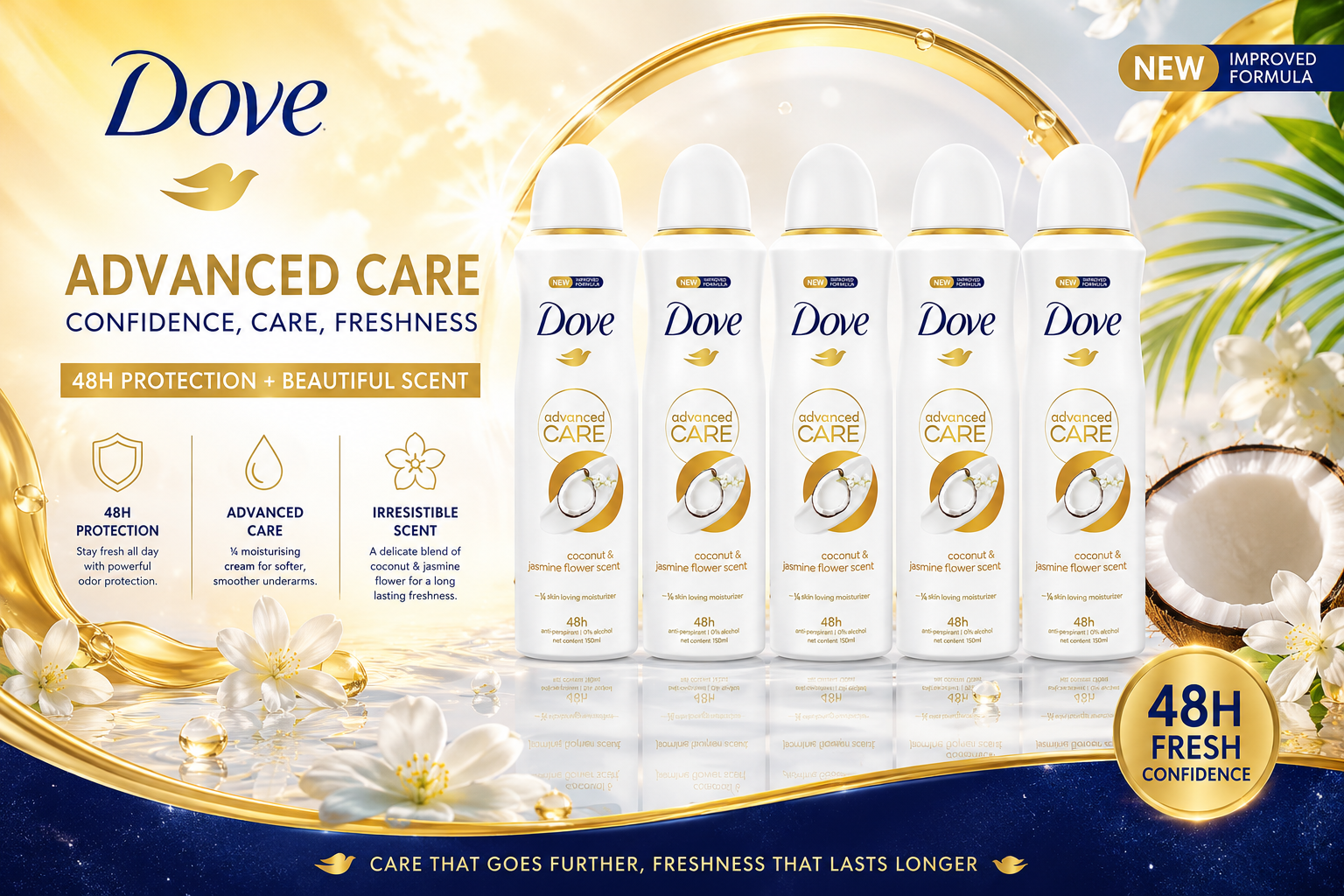 Deo Dove Spray 7.43OZ 1CT Coconut And Jasmine Flower Scent (C6) product image
