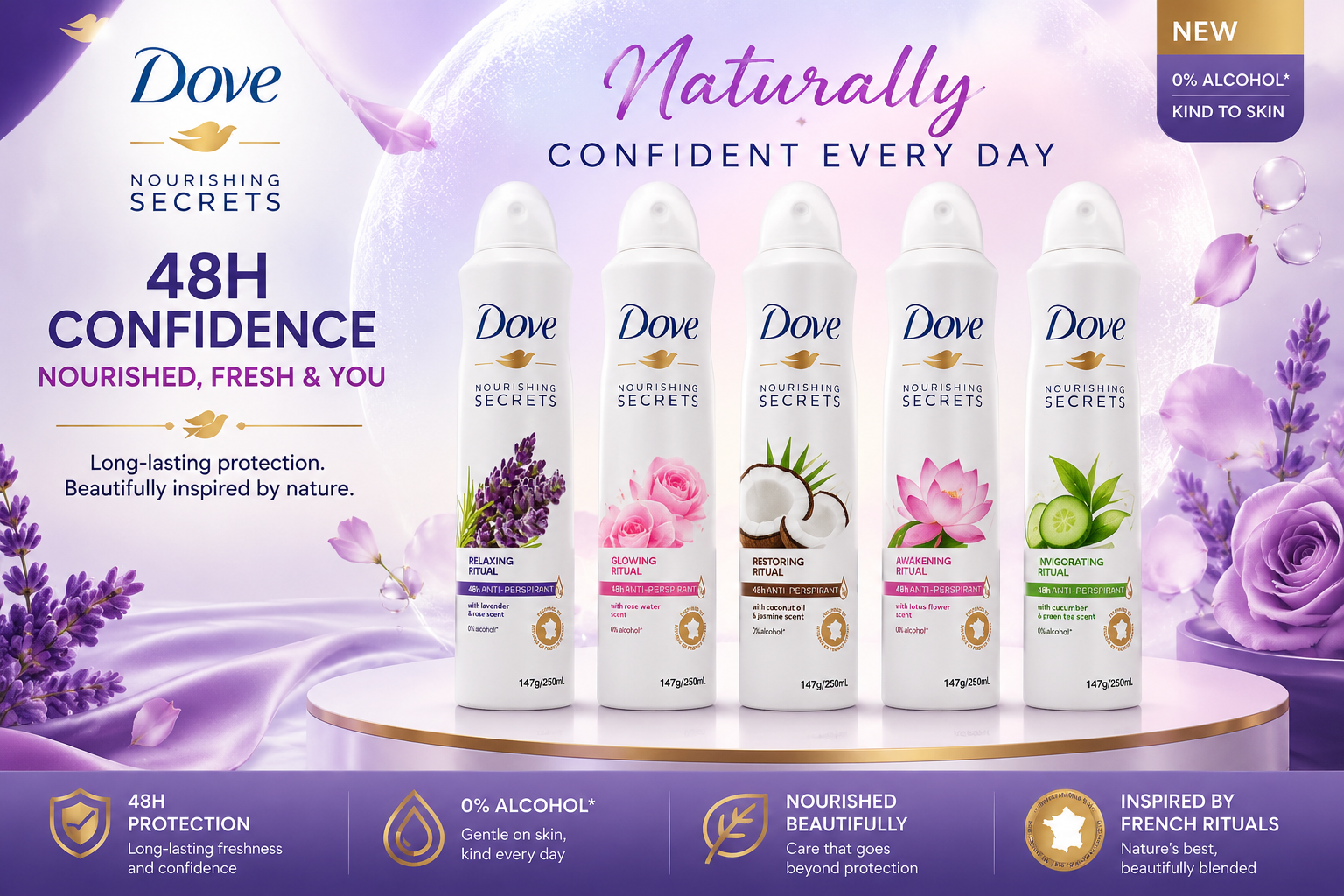 Deo Dove Spray 7.43OZ 1CT Lavender And Rose Scent (C6) product image