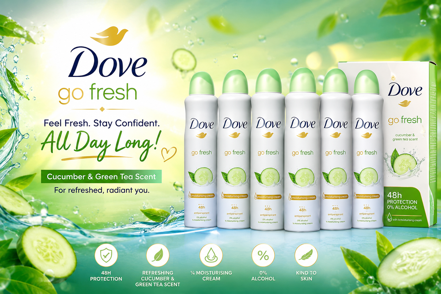 Deo Dove Spray 8.45OZ 1CT Cucumber & Green Tea Scent (C6) product image