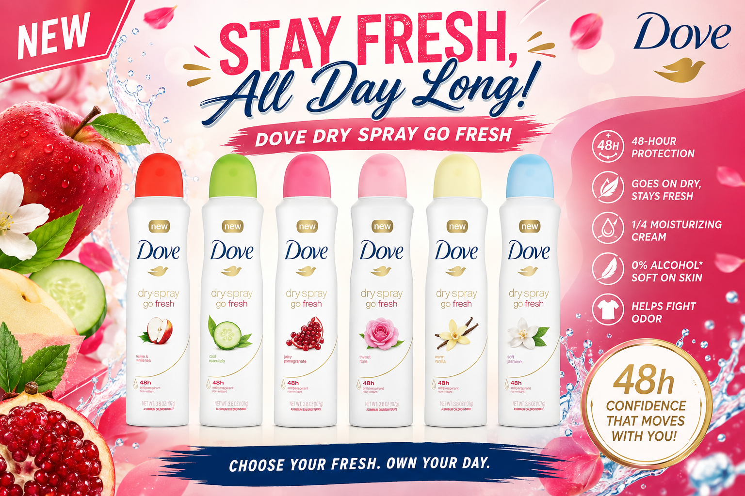 Deo Dove Spray 8.45OZ Go Fresh Apple & White Tea Scent 1CT (C6) product image