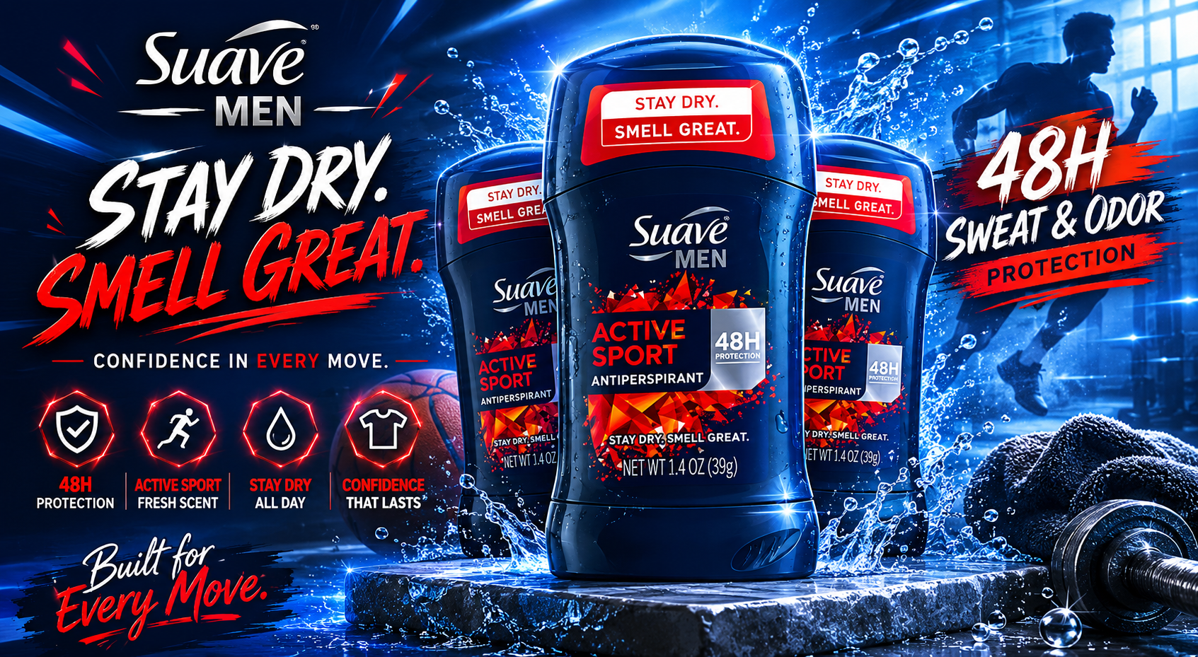 Deo Suave 1.4OZ Stick Men Energizing Sport 1CT (C12) product image