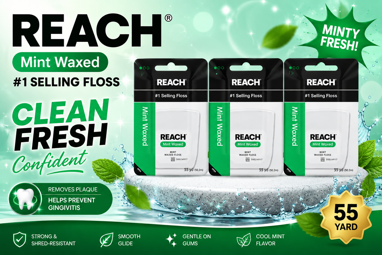 Reach Dental Floss 1CT Mint 55Yd (C36) product image