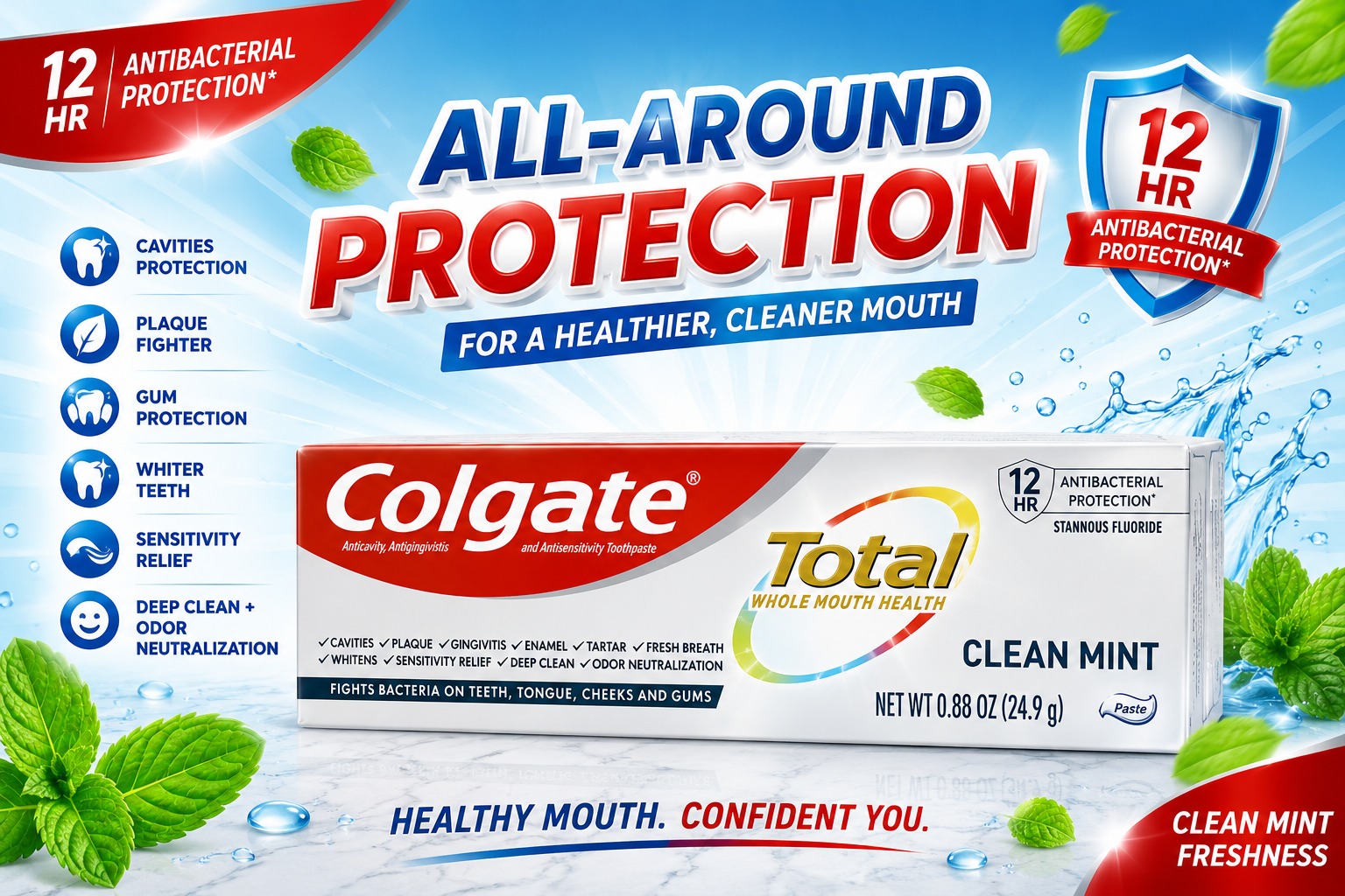 Toothpaste Colgate 0.88OZ Total Clean Mint 1CT (C24) product image