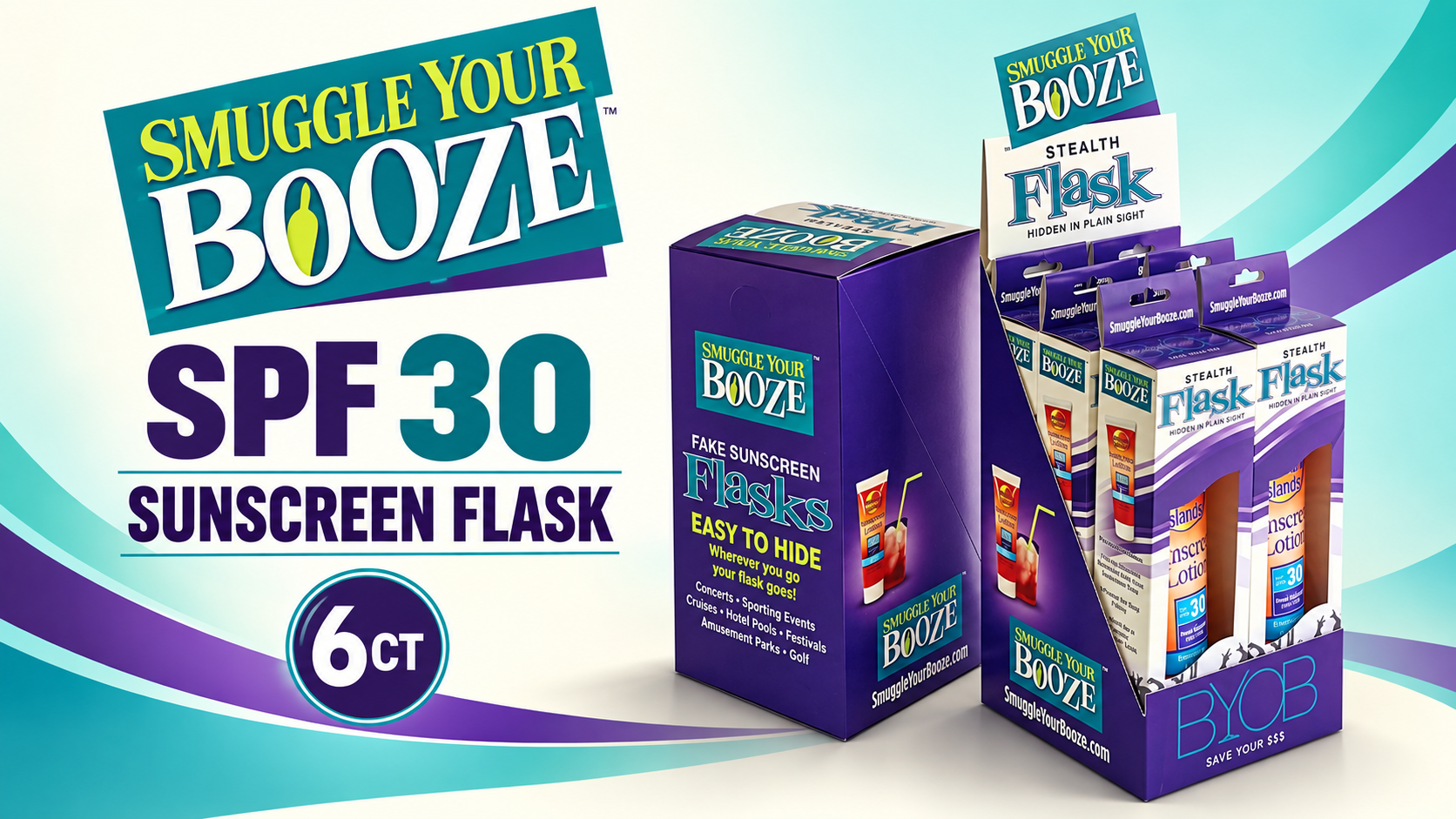 Smuggle Your Booze SPF 30 Sunscreen Flask 6CT product image