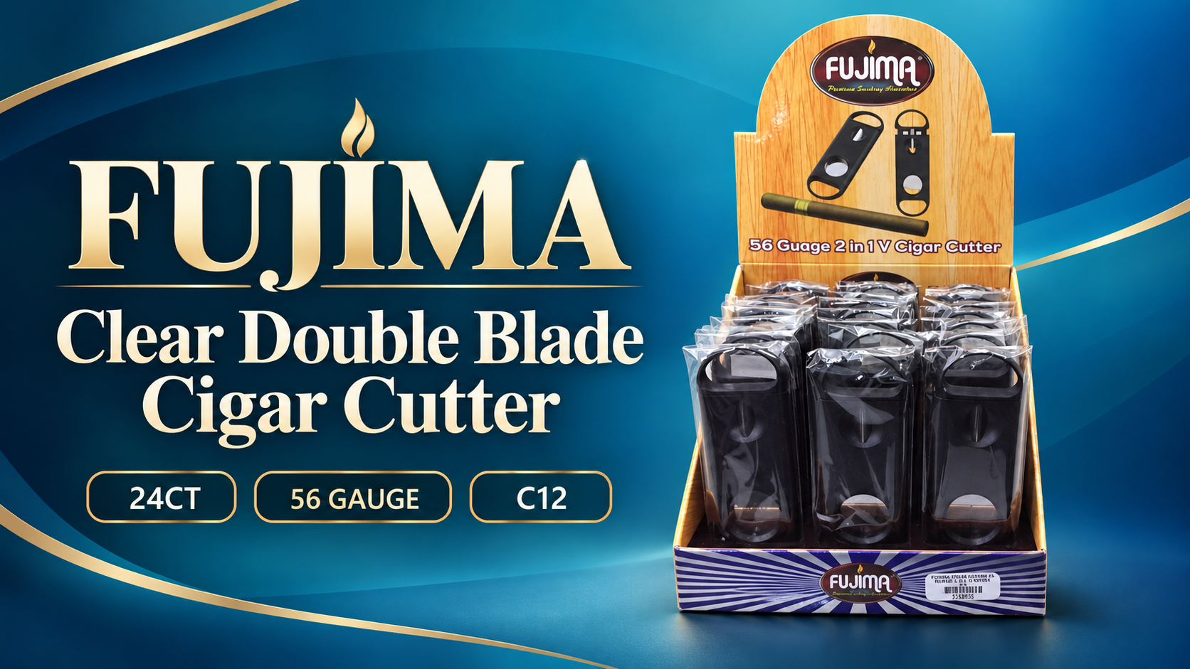 Fujima 24ct Clear Double Blade Cigar Cutter (56 Gauge) (C12) product image