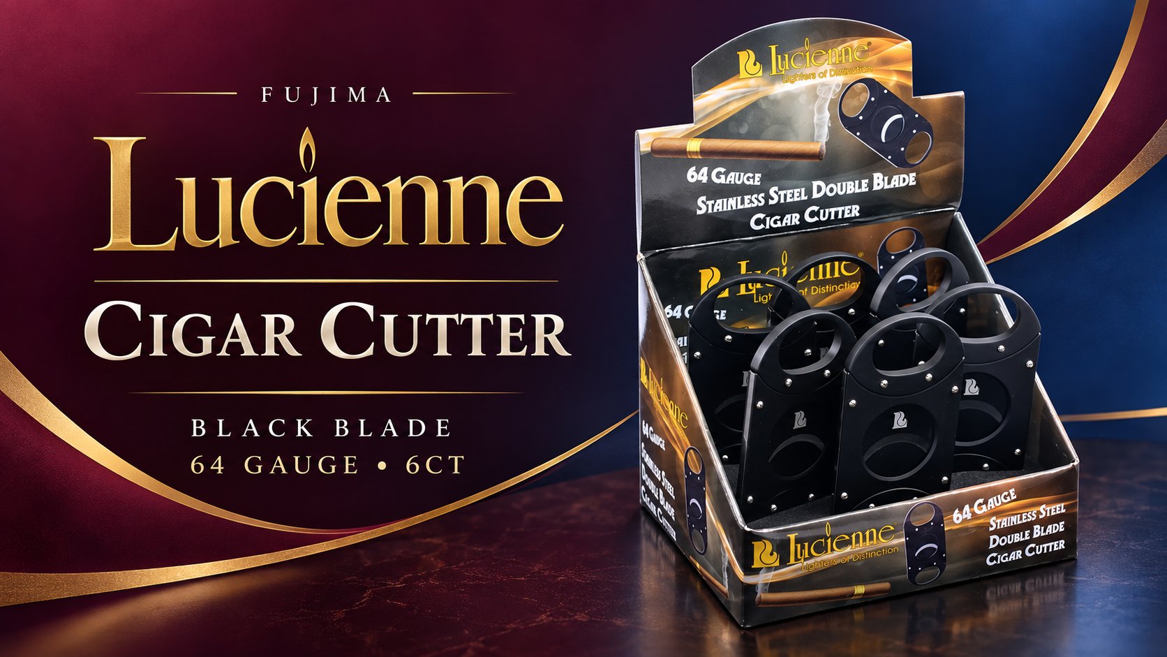 Fujima 6CT Lucienne Cigar Cutter W/Black Blade 64 Guage 2 product image