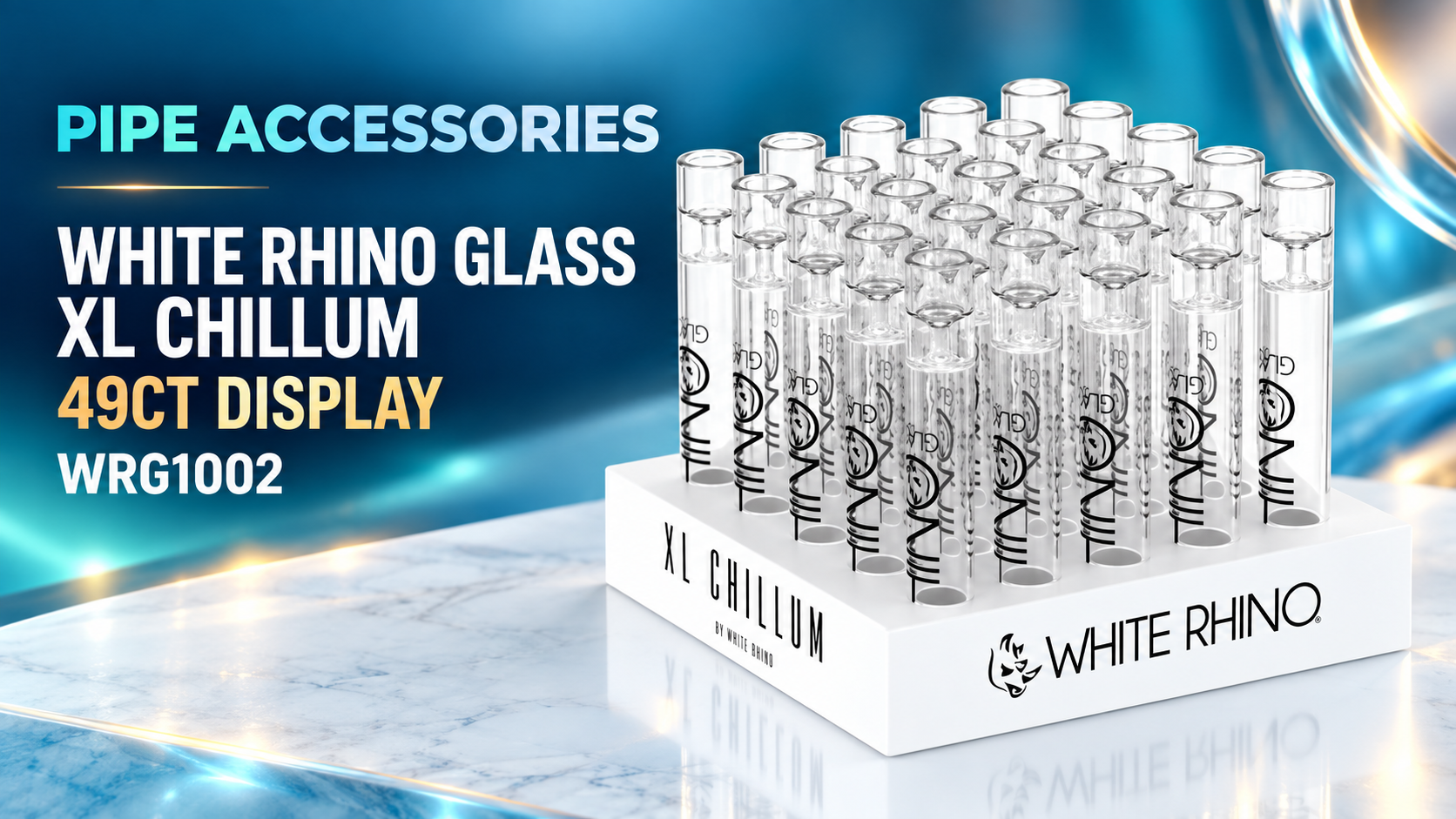 PIPE ACCESSORIES WHITE RHINO GLASS XL CHILLUM 49CT DISPLAY WRG1002 product image