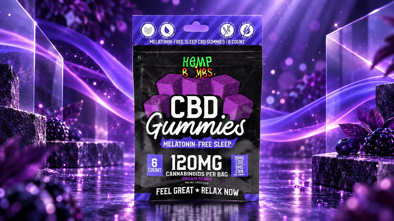  Vita Cbd Hemp Bomb Gummies 120MG 6CT Box Dream Berry product image