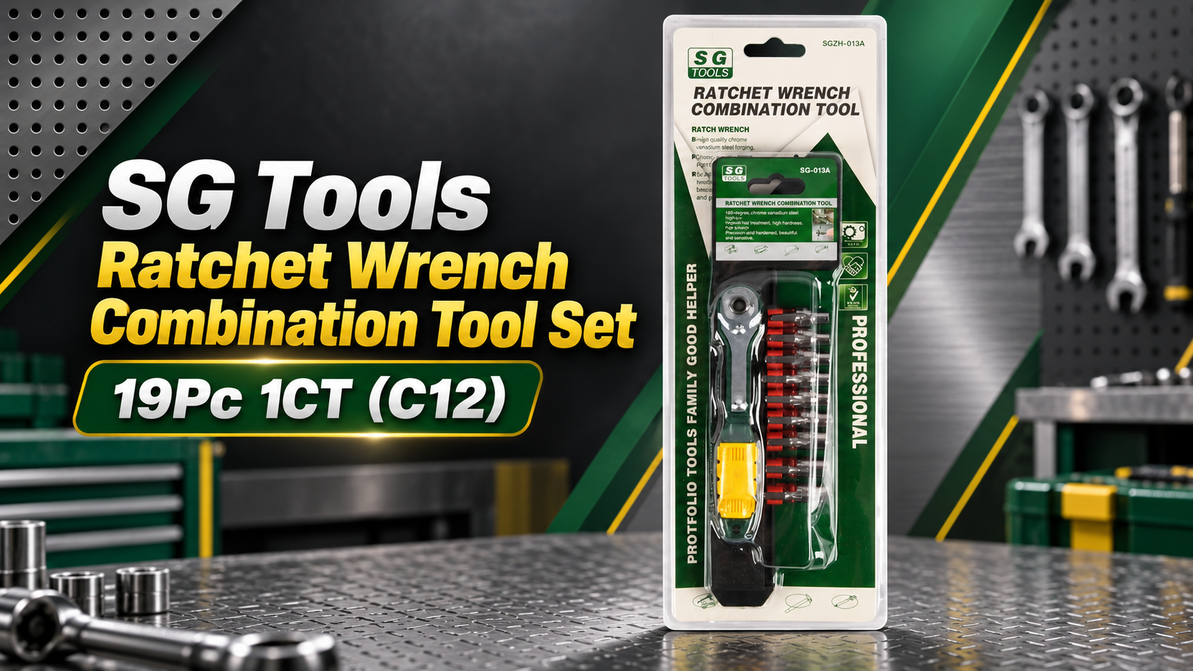 SG Tools Ratchet Wrench Combination Tool Set 19Pc 1CT (C12) product image