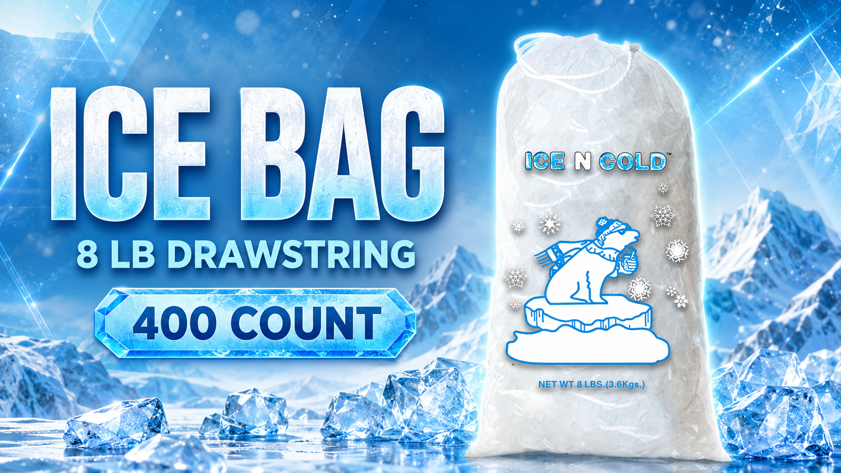 Ice Bag 8LB Drawstring 400CT (P180) product image