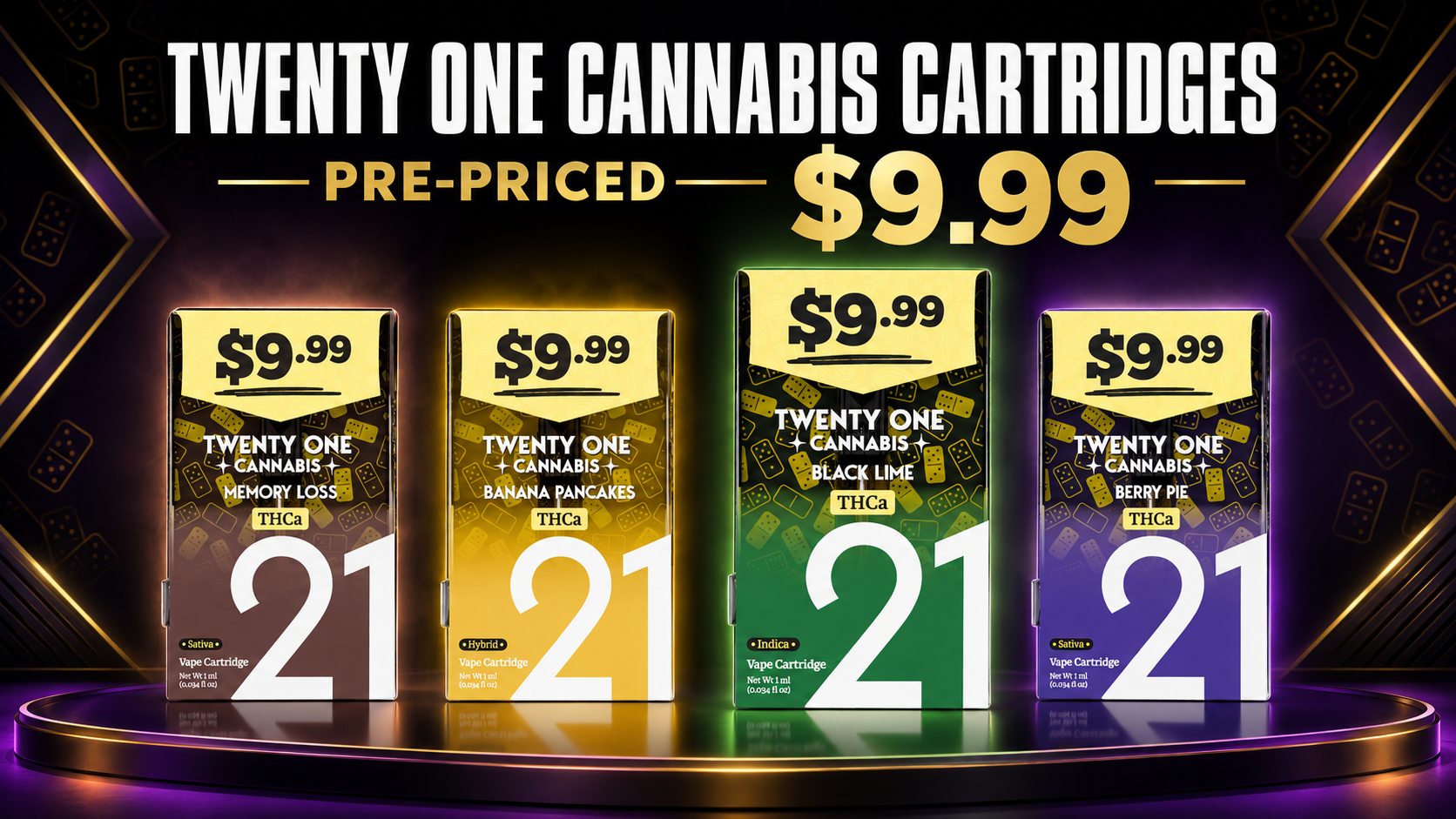 Twenty One Cannabis Cartridges Pre Priced $9.99 1ML 6CT product image