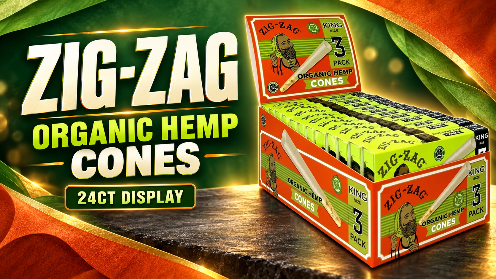Zigzag Paper Cones 1.25 Organic Hemp 24CT (C12) product image