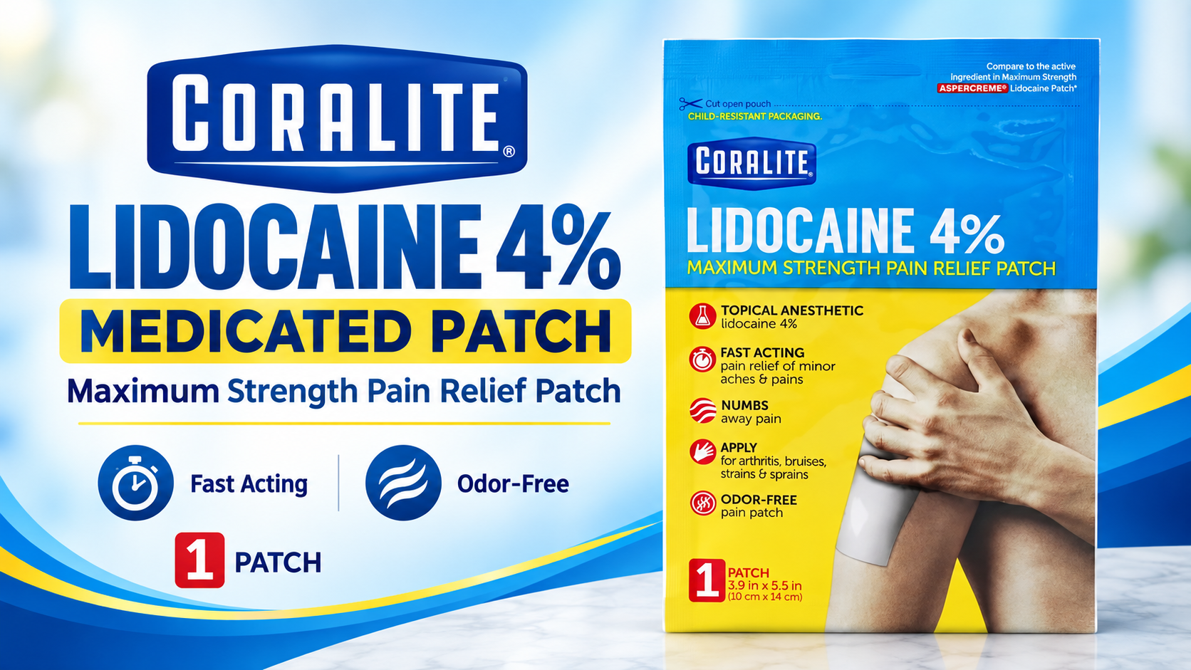 Coralite Lidocaine 4% Medicated Patch 1CT (B12) product image