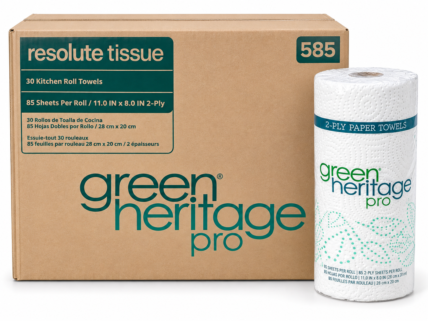 Paper Towel 585 Green Heritage Pro 85 Sheets 2Ply 1CT (C30) product image