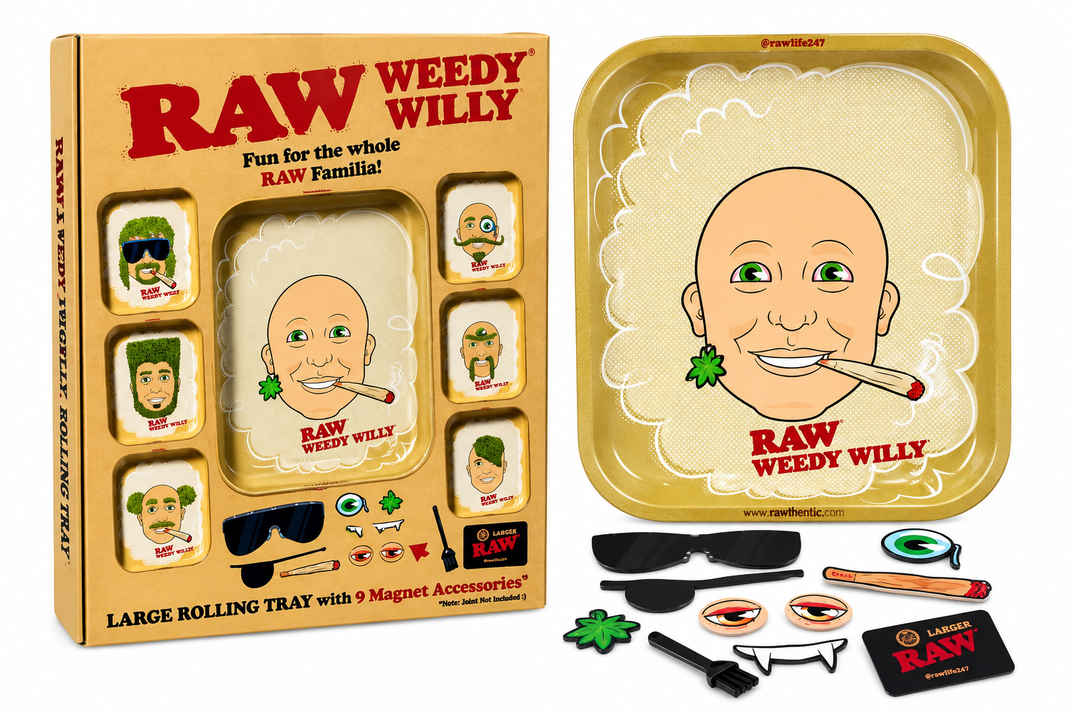 Raw Weedy Willy Large Rolling Tray W/9 Magnet Accessories 1CT (C20) product image