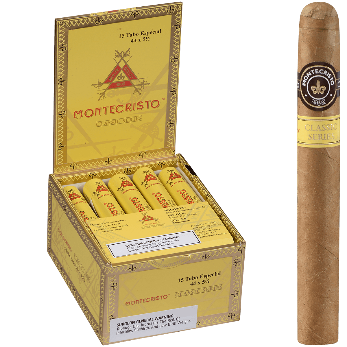 CGR Montecristo Classic Series 5.5 x 44 Tubo Especial 15CT product image