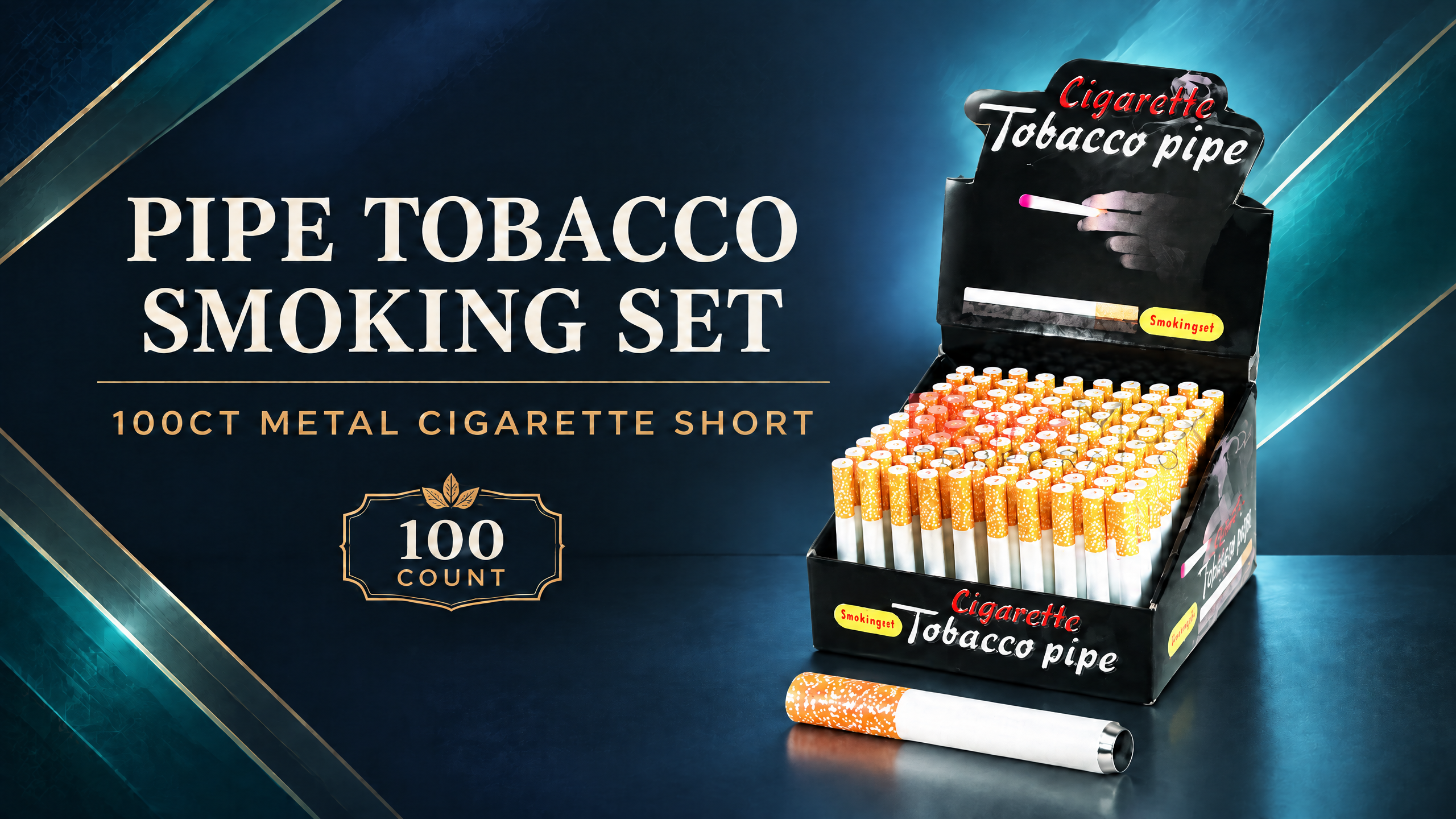 Pipe Tobacco Smoking Set 100CT Metal Cigarette Short (C20) product image
