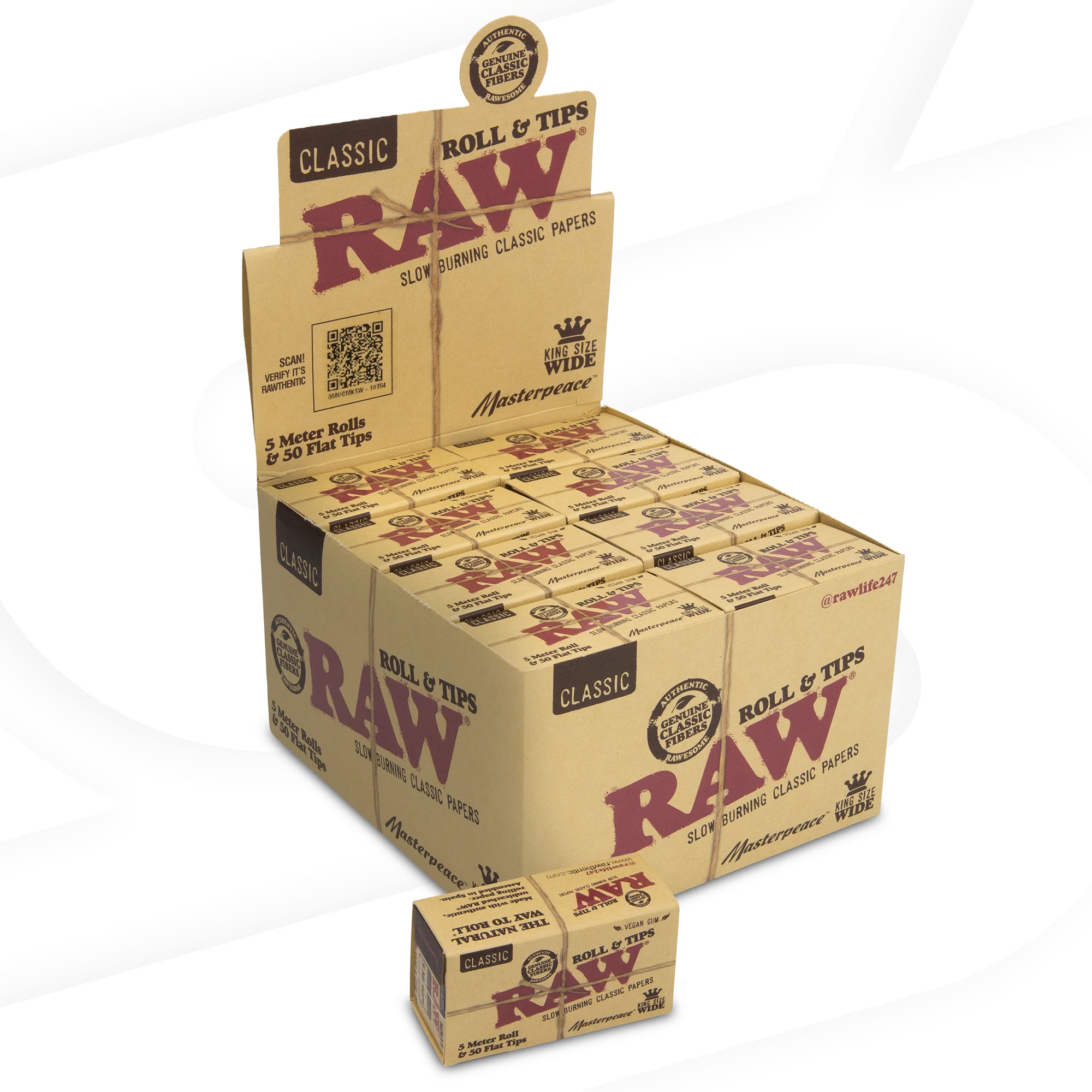 CP Raw Paper Classic Masterpiece King Size Slim + 50 Flat Tips 24CT (C20) product image