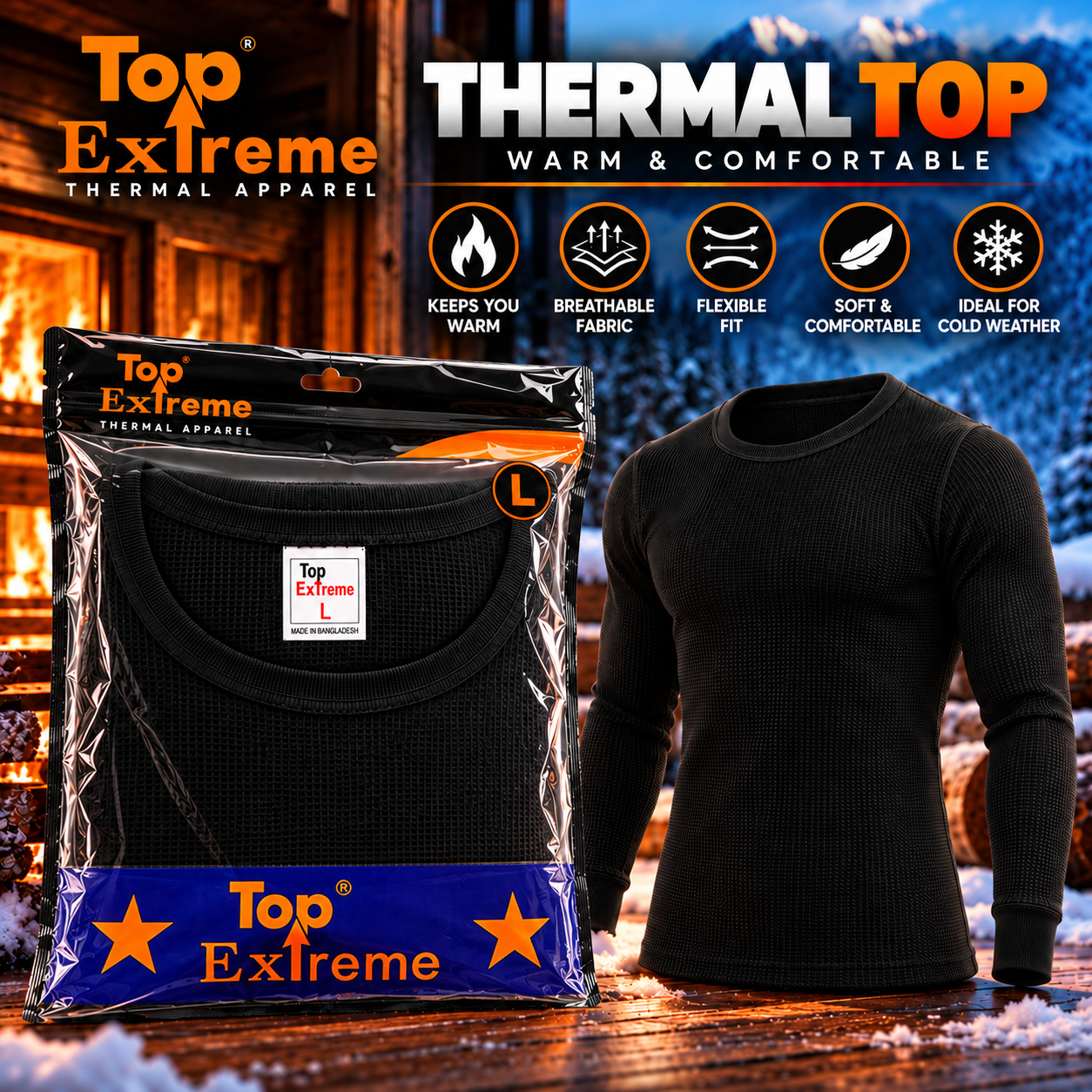 TOP EXTREME PREMIUM LONG SLEEVE THERMAL UNDERWEAR TOP HALF DOZEN (6CT)
