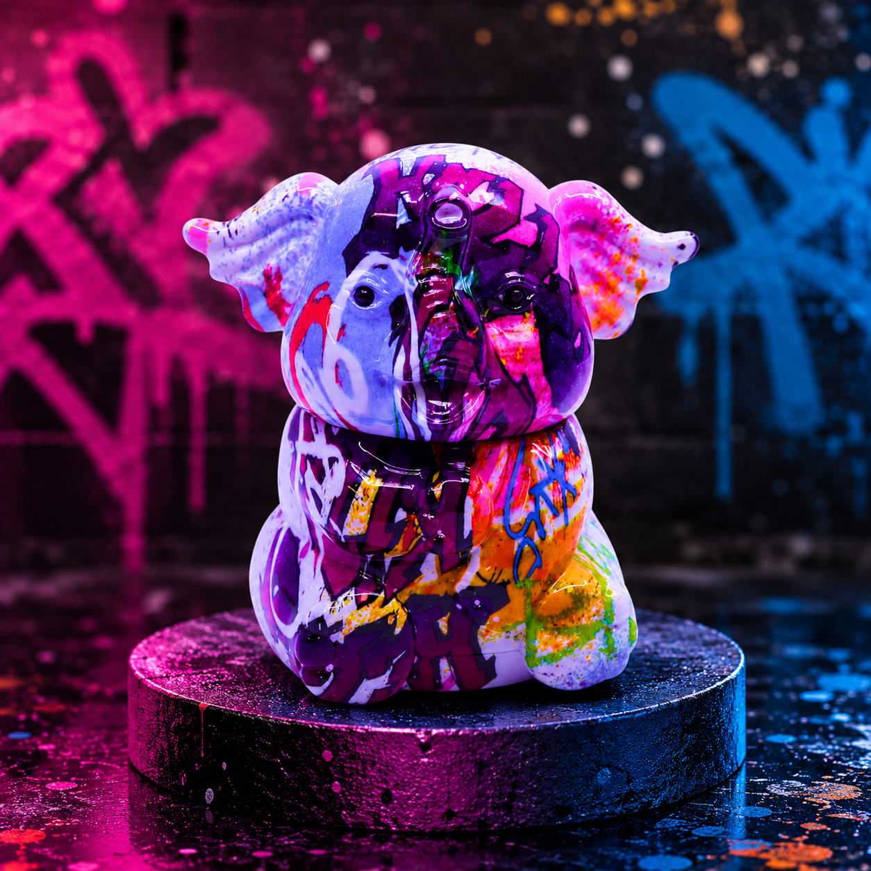 LARGE COLORFUL ELEPHANT DESIGN 125MM GRINDER DISPLAY OF 6