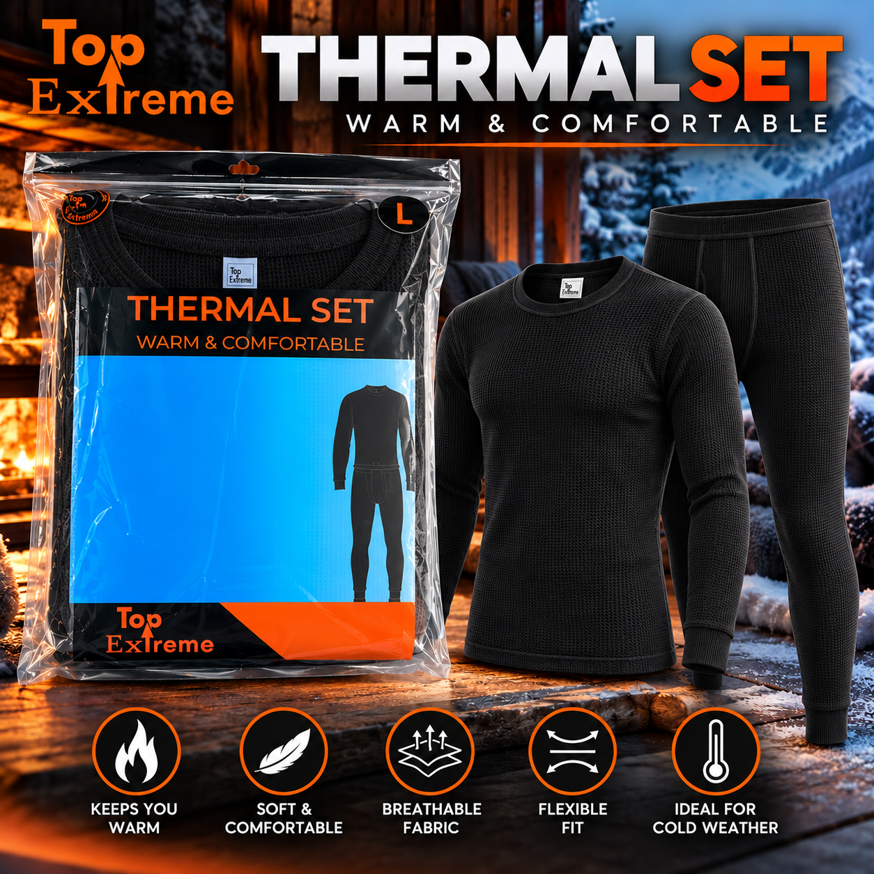 TOP EXTREME PREMIUM 2-PIECE THERMAL UNDERWEAR SET HALF DOZEN (6CT)