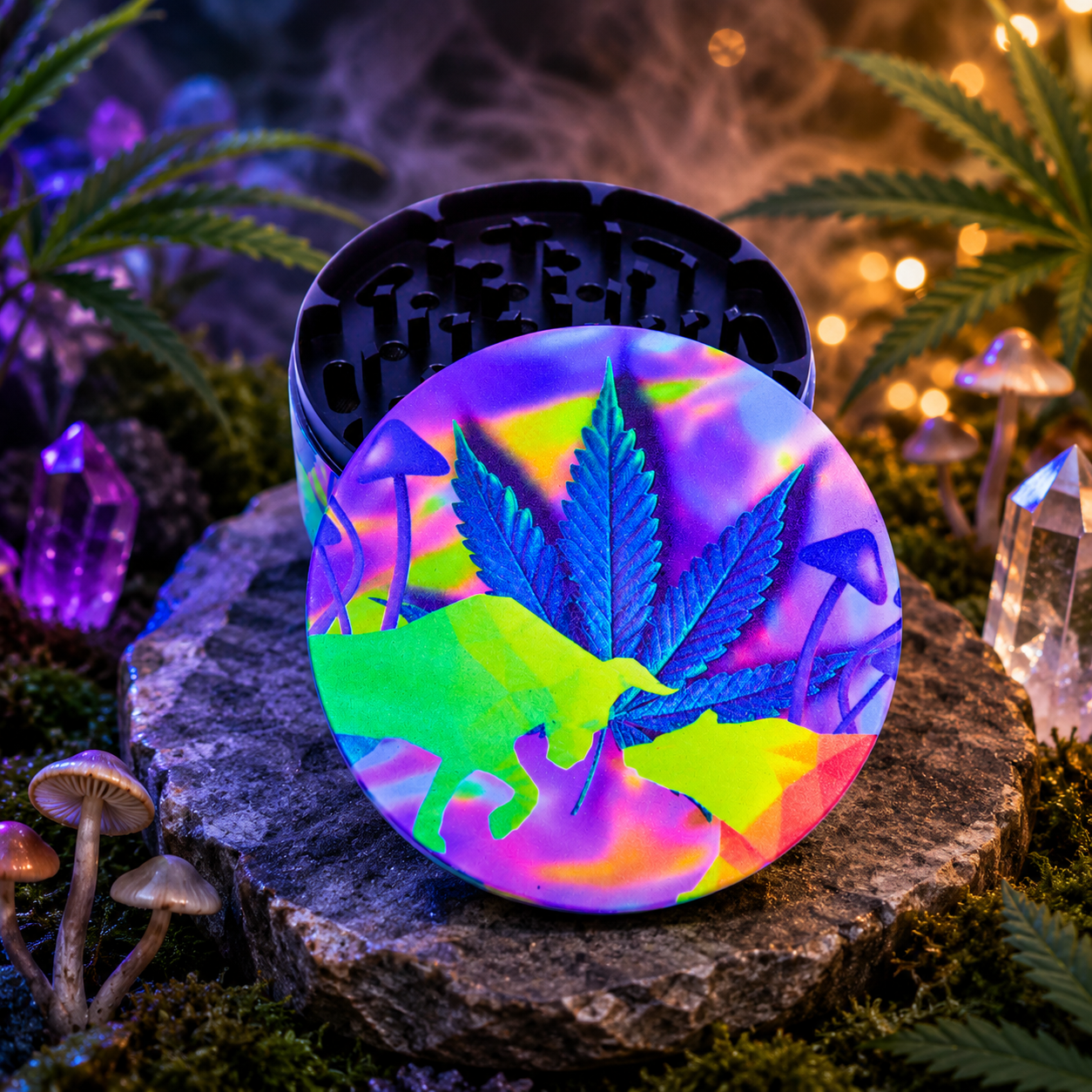 TRIPPY LEAF 85MM METAL GRINDER ASSORTED DESIGNS DISPLAY OF 6
