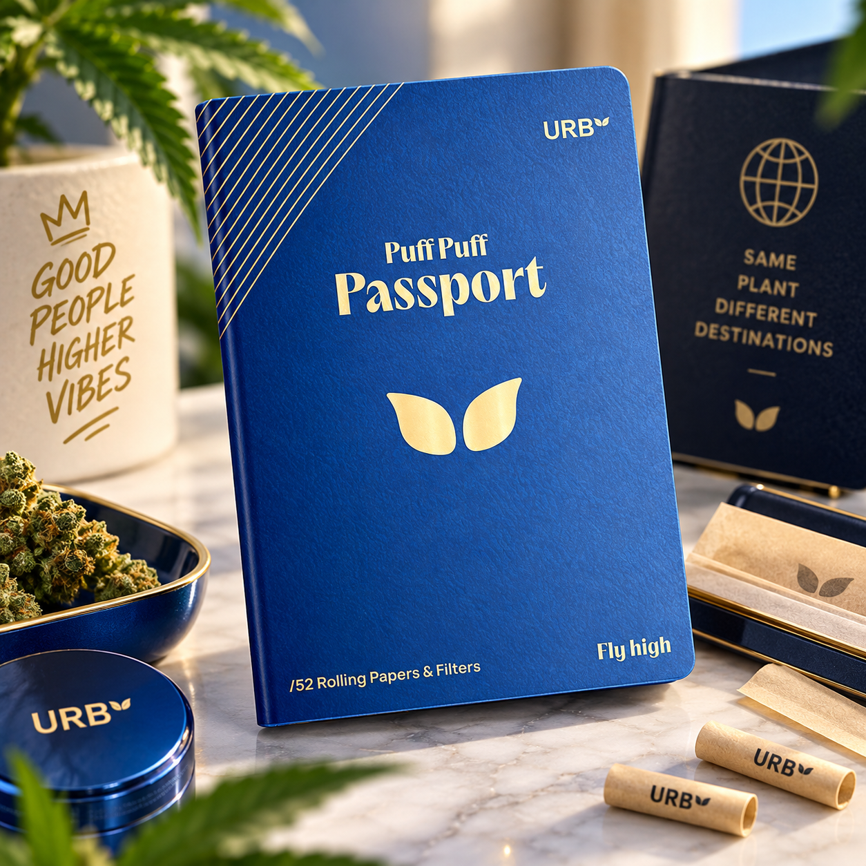 URB PUFF PUFF PASSPORT 52CT ROLLING PAPERS & FILTERS DISPLAY OF 25