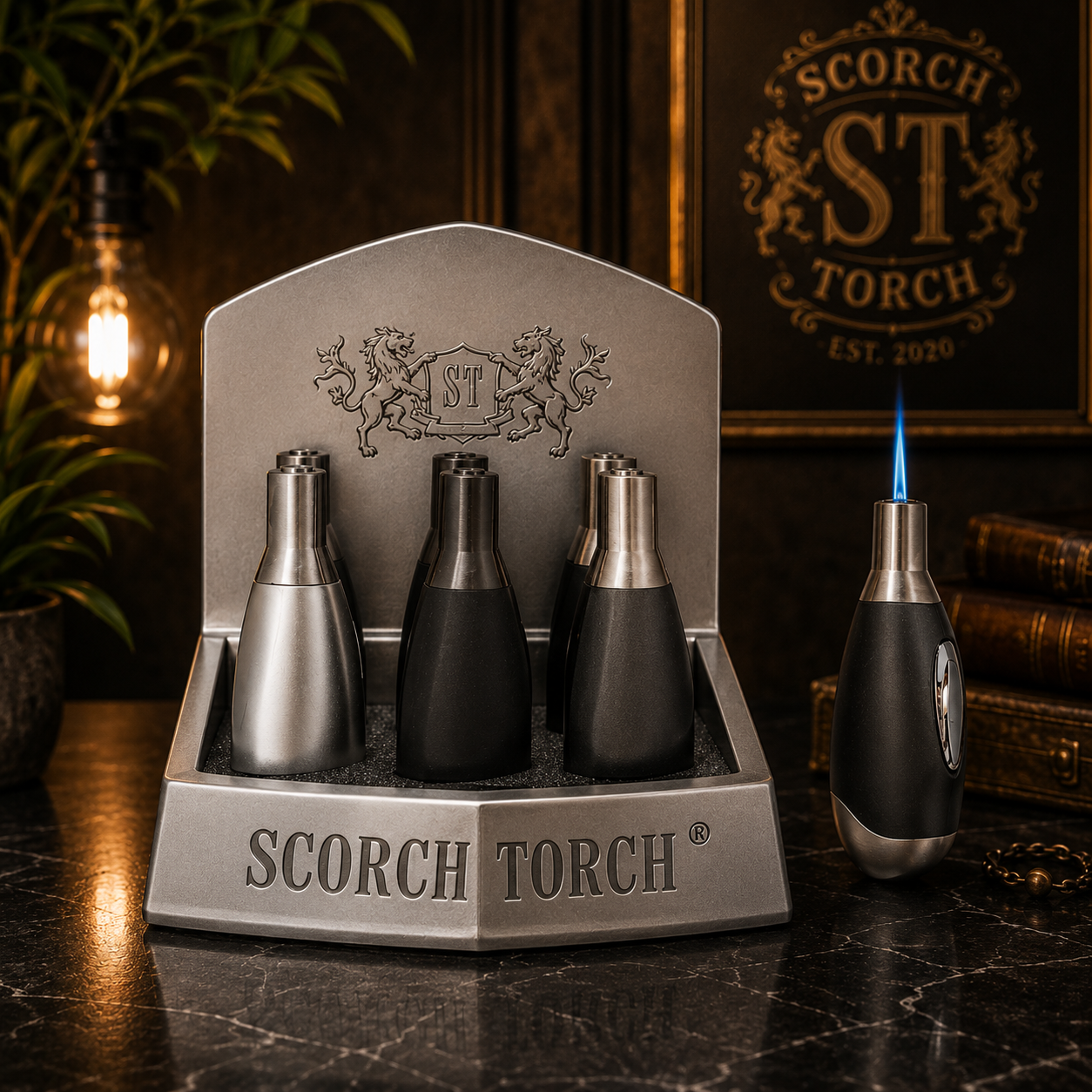 SCORCH TORCH TESLA MARBLE STONE ASSORTED COLORS DISPLAY OF 6 ST-146