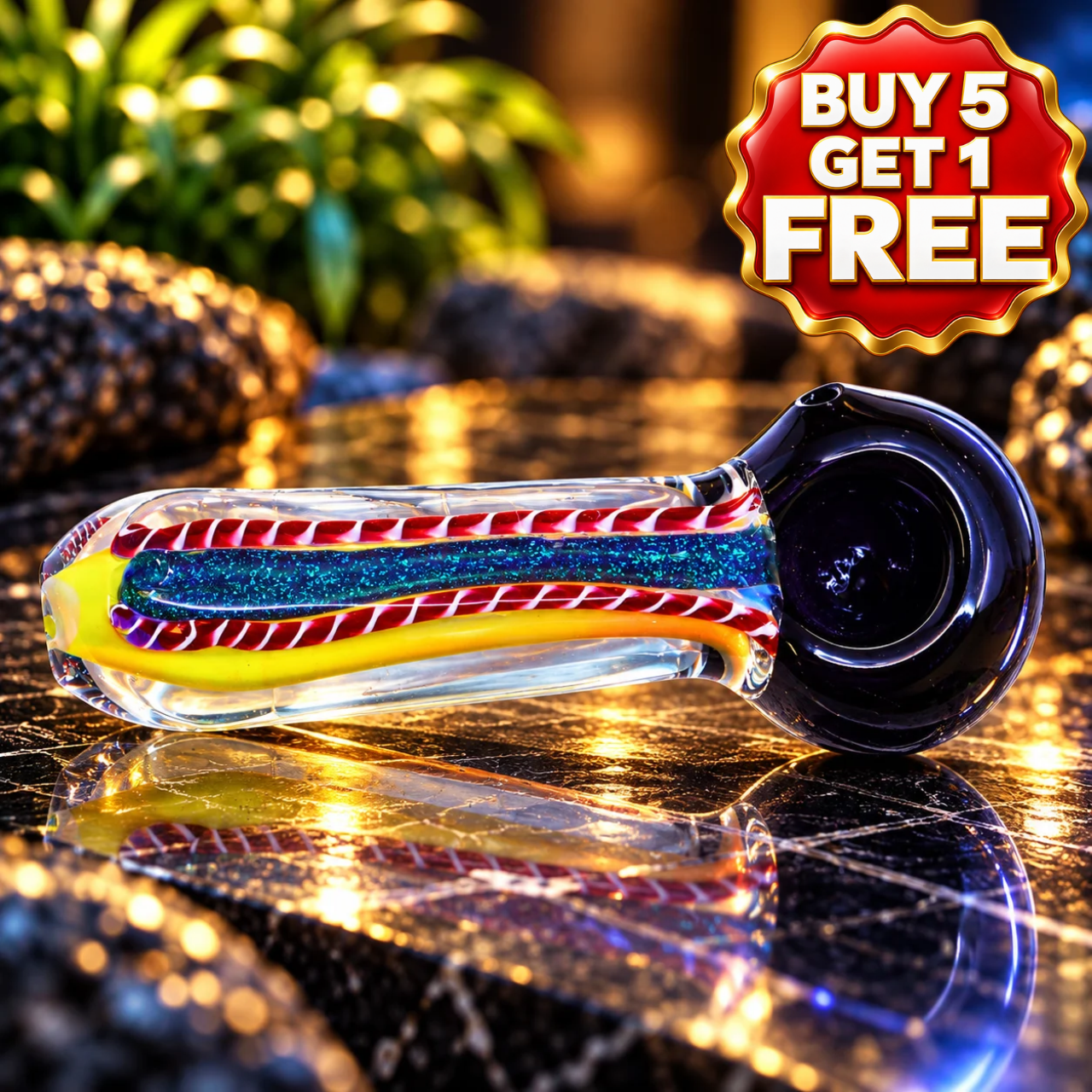 PREMIUM BLACK HEAD FUMED BODY HEAVY HANDPIPE 5" (HP-72)