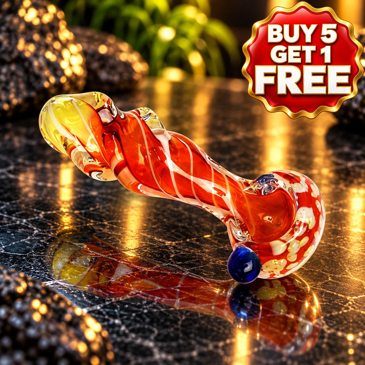 HONEY HEAVY GLASS TWISTED MOUTH HAND PIPE 3" (HP-106)