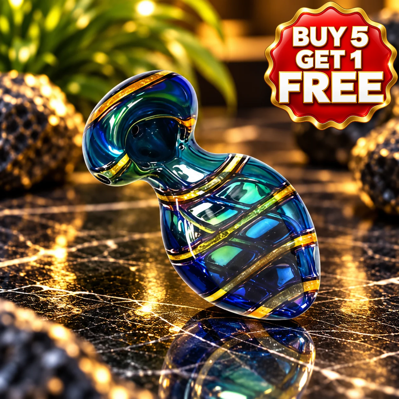 PREMIUM GLASS DARK COLOR HEAVY HAND PIPE 4" (HP-117)