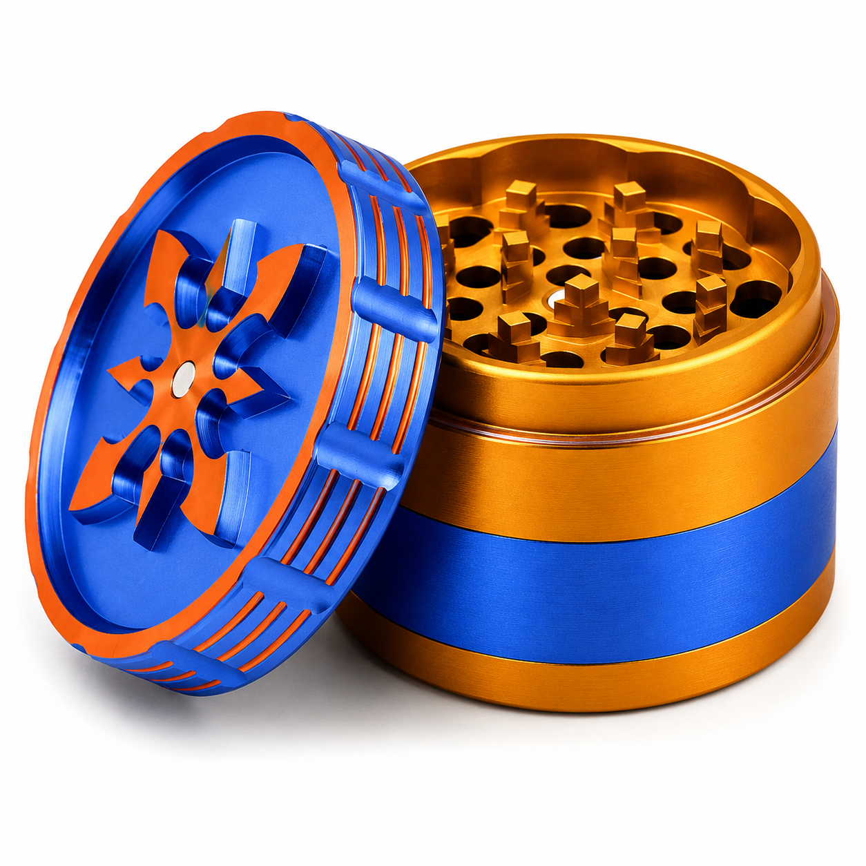 CRUSHERS BOOMERANG DESIGN 30MM GRINDERS ASSORTED COLORS DISPLAY OF 6 (GR259)